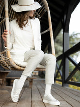 Load image into Gallery viewer, Women wearing white Sigvaris Casual Cotton Compression Socks
